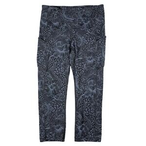 Lululemon Align High Rise Floral Print Cropped Leggings Size 8 Black Blue Active